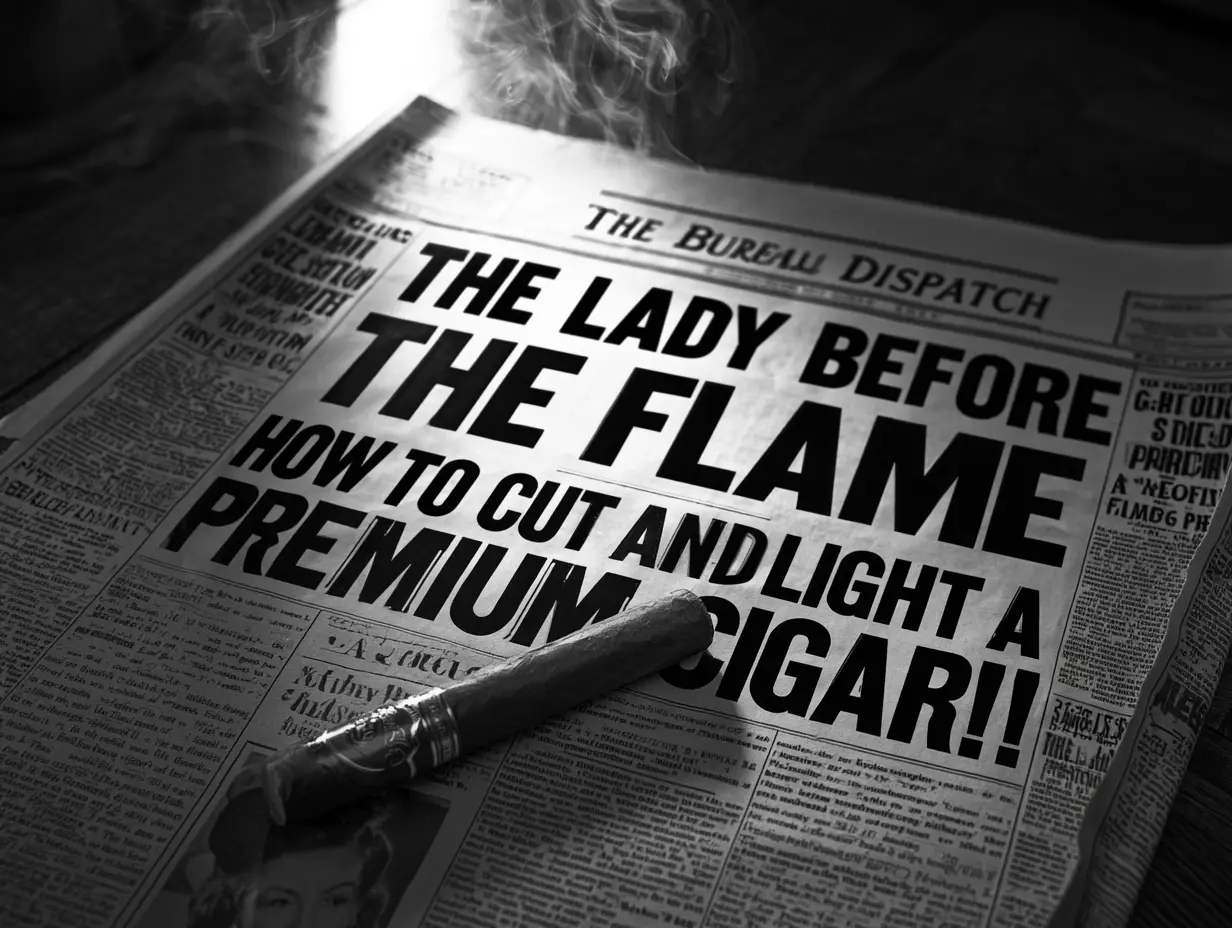 The Bureau Dispatch — The Lady Before the Flame — How to Cut and Light a Premium Cigar — Noir Cigar